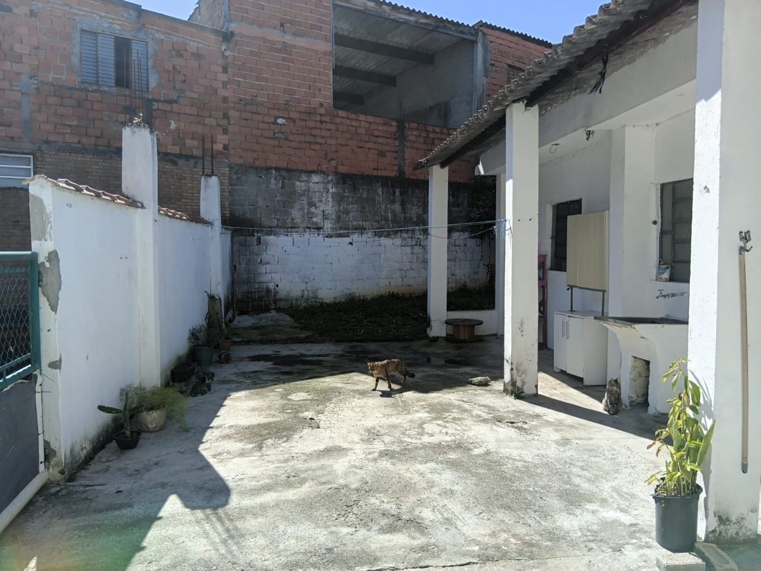 Área externa da casa, com quintal cimentado